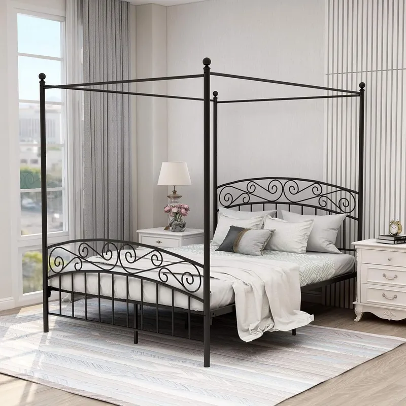 Canopy Bed Frame Metal Queen - Queen Size Canopy Bed Frame Four-Poster