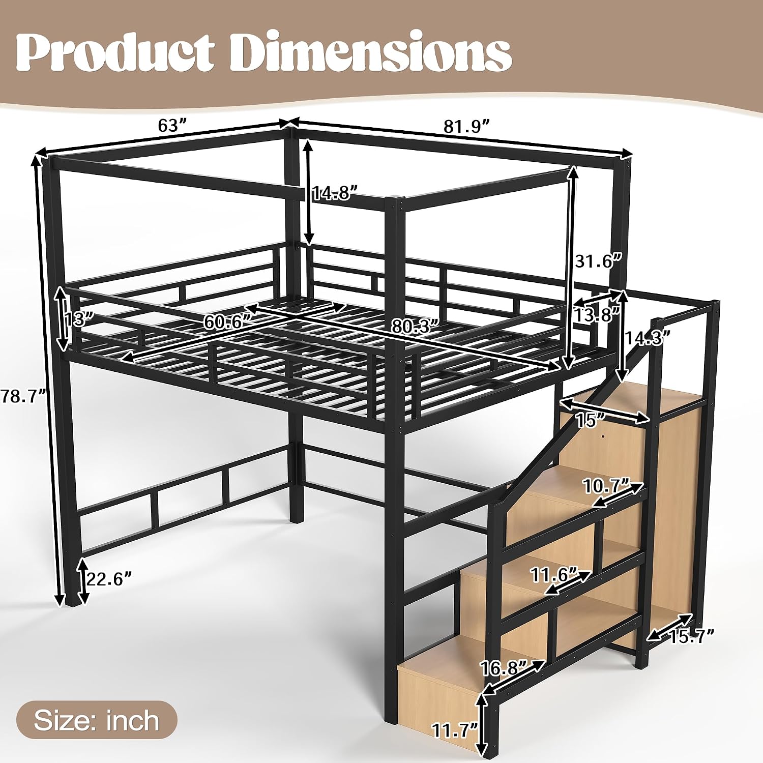 Canopy Bed Frame Metal Queen - Queen Loft Bed With Storage Stairs