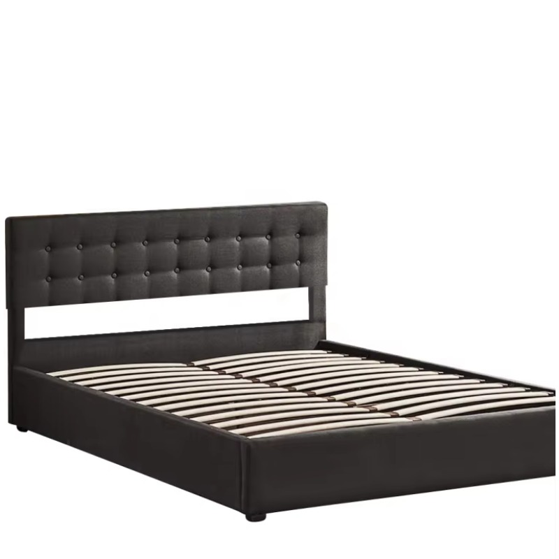 Gas Lift Storage Bed Hydraulic - ^Modern Queen King Size Velvet Fabric