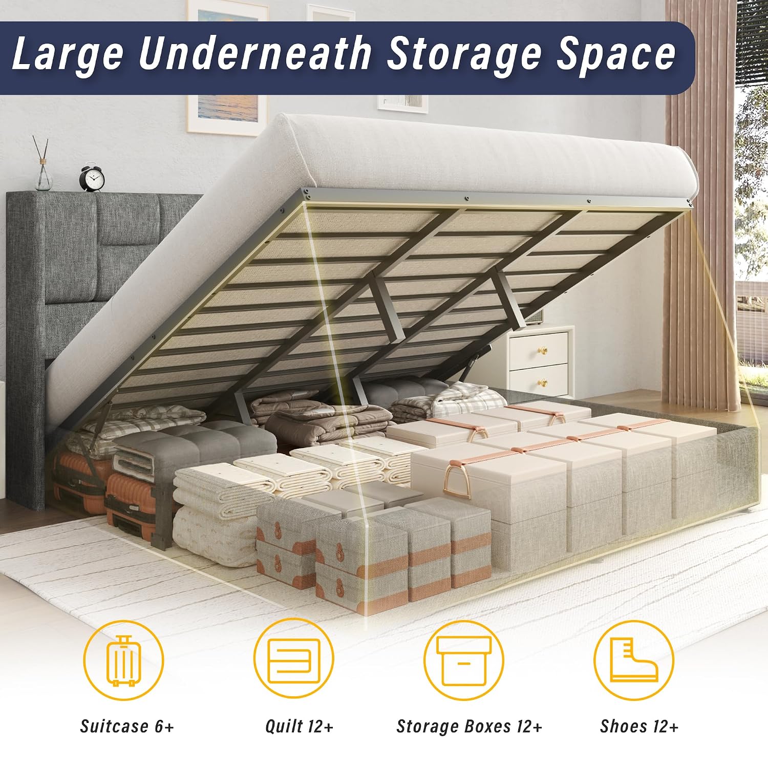 King Bed Frame Hydraulic Gas L - Gas Lift Storage Bed Hydraulic ulasan dan harga