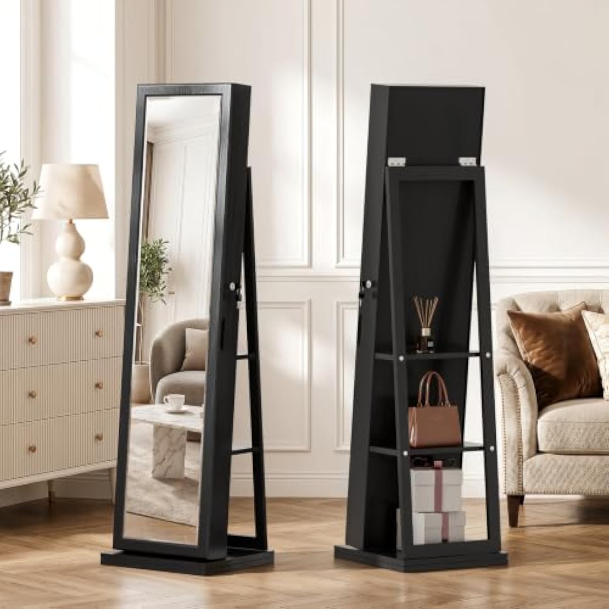 Elegant Black Standing Jewelry - Full Length Mirror Jewelry Armoire ulasan dan harga