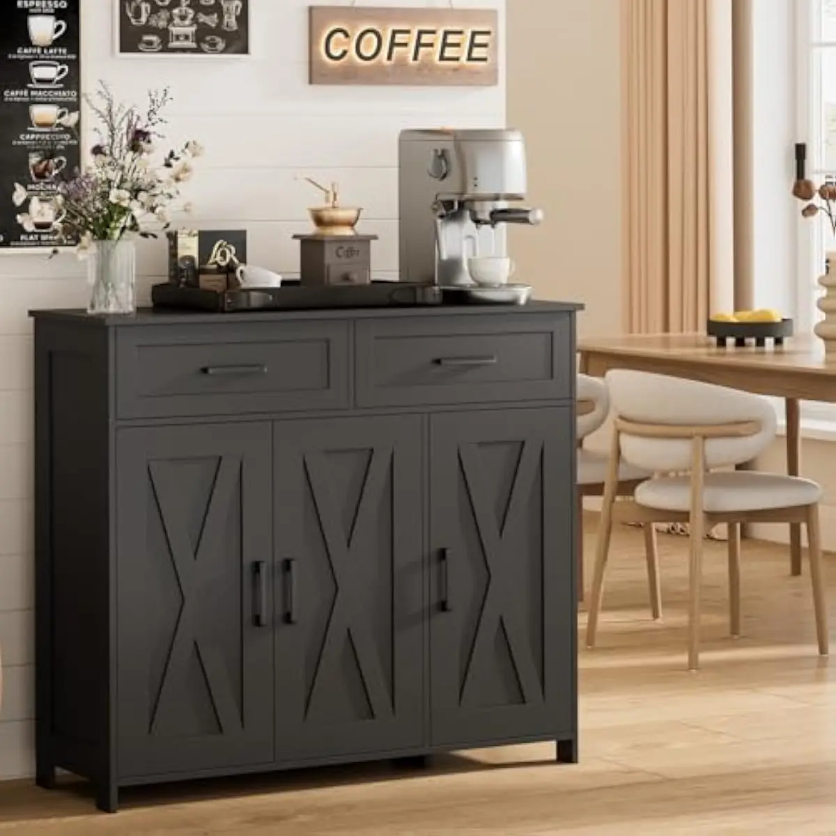 Coffee Bar Storage Cabinet wit - Storage ulasan dan harga