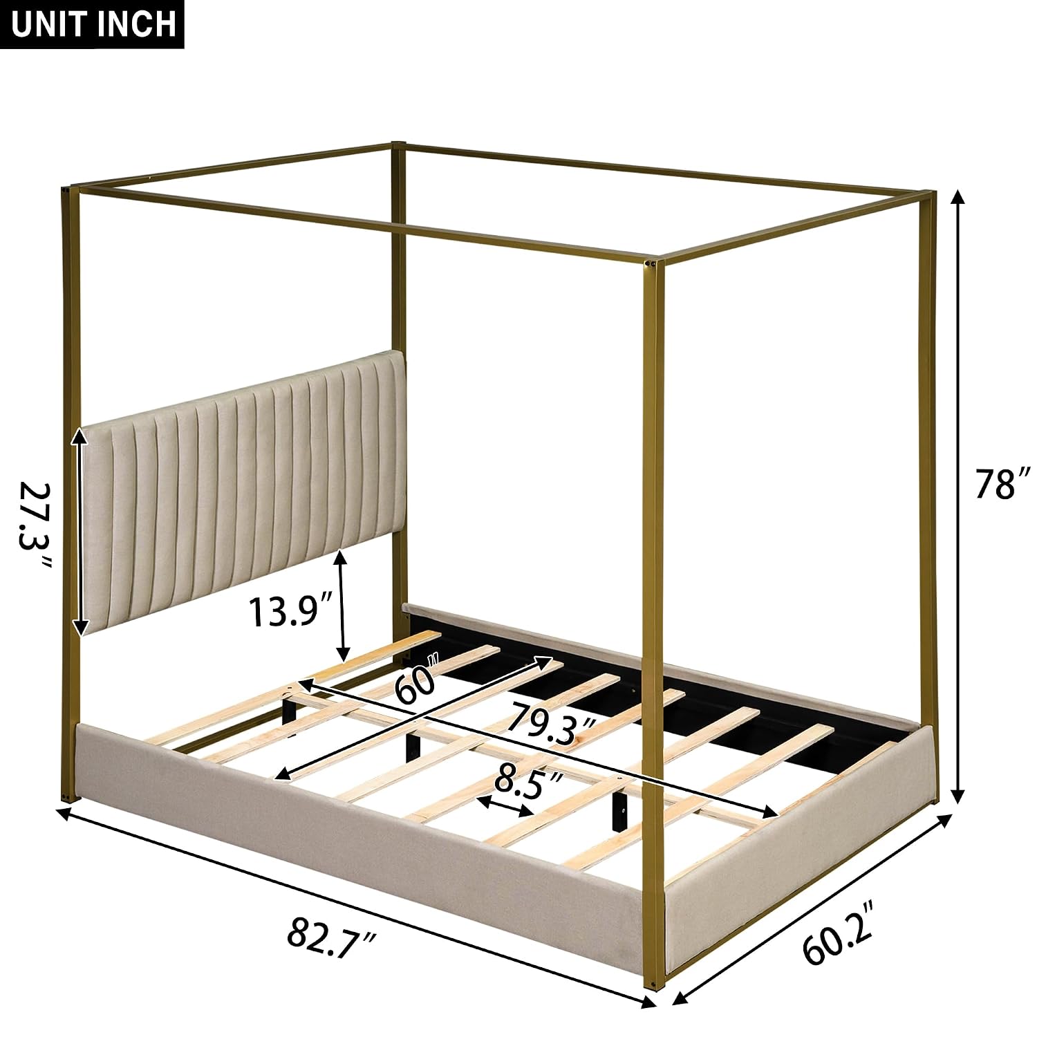 Modern 4-Poster Canopy Bed Que - Canopy Bed Frame Metal Queen ulasan dan harga