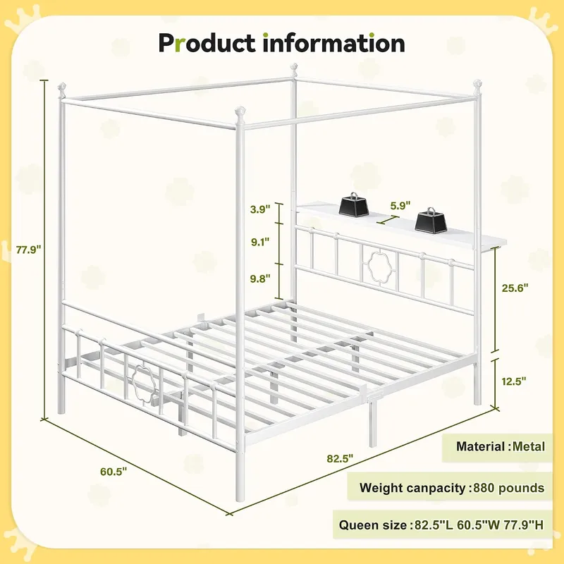 Queen Canopy Bed Frame with St - Canopy Bed Frame Metal Queen ulasan dan harga