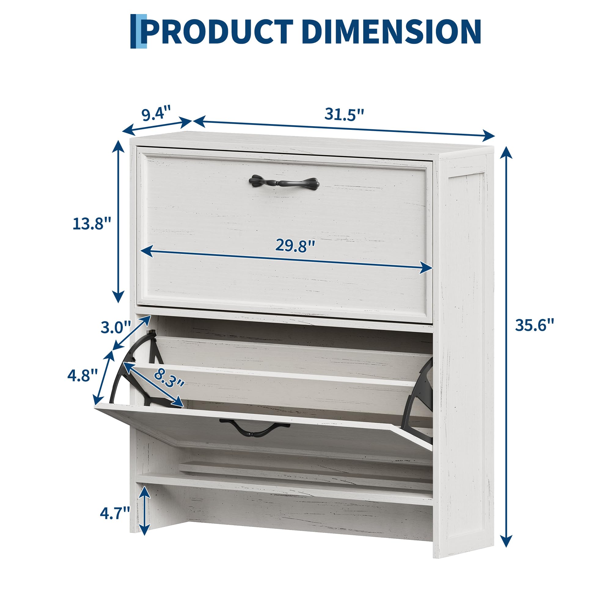 2 Flip Drawer Shoe Cabinet Wit - Shoe Rack Cabinet Narrow Entryway ulasan dan harga