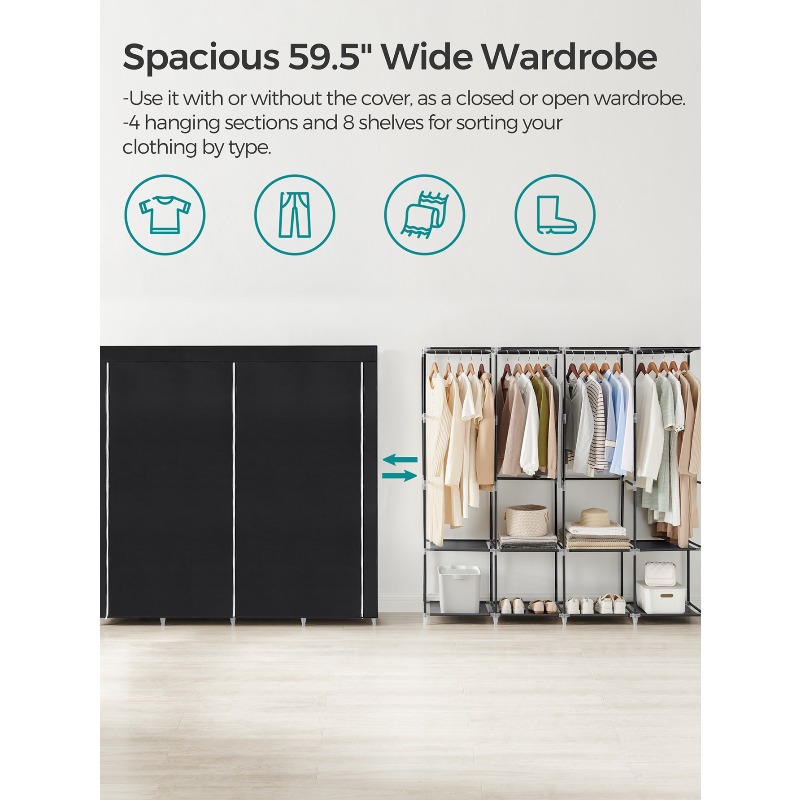 Portable Closet, Wardrobe Clos - Wardrobe Closet Portable Fabric Cover ulasan dan harga