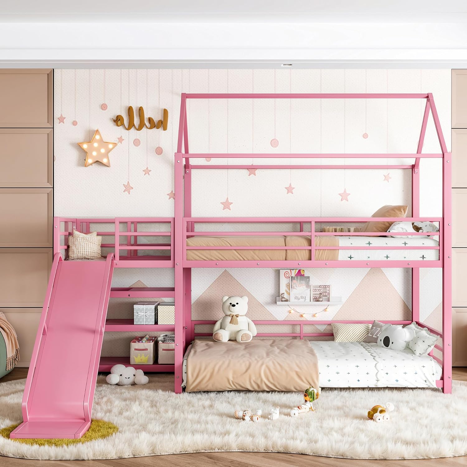 Twin Bunk Bed with Slide & Sto - Bunk Bed With Stairs And Slide ulasan dan harga