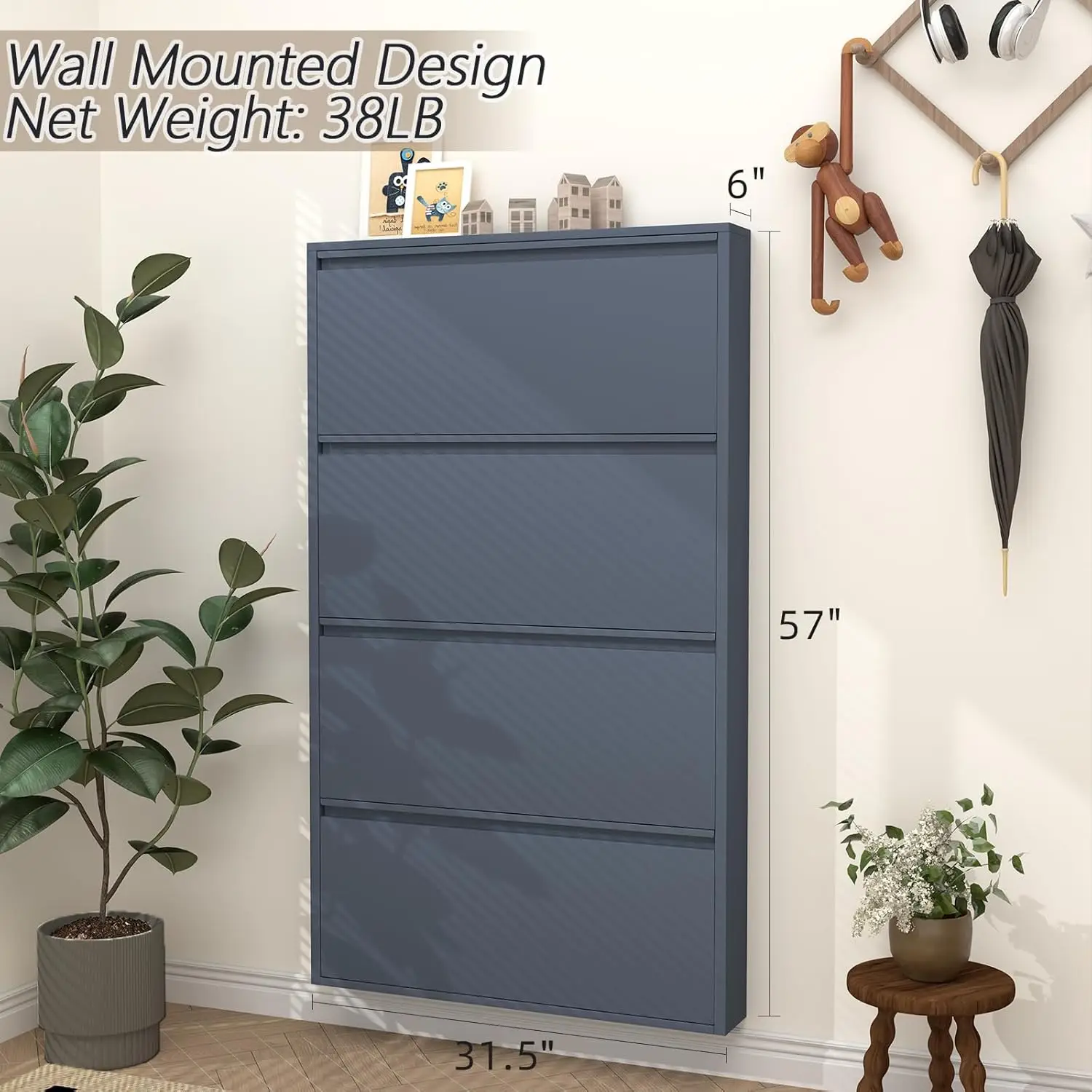 Shoe Cabinet with 4 Flip Drawe - Shoe Rack Cabinet Narrow Entryway ulasan dan harga