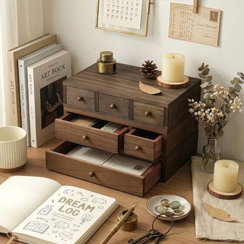 Wooden Desktop Storage Box Mon - Storage ulasan dan harga